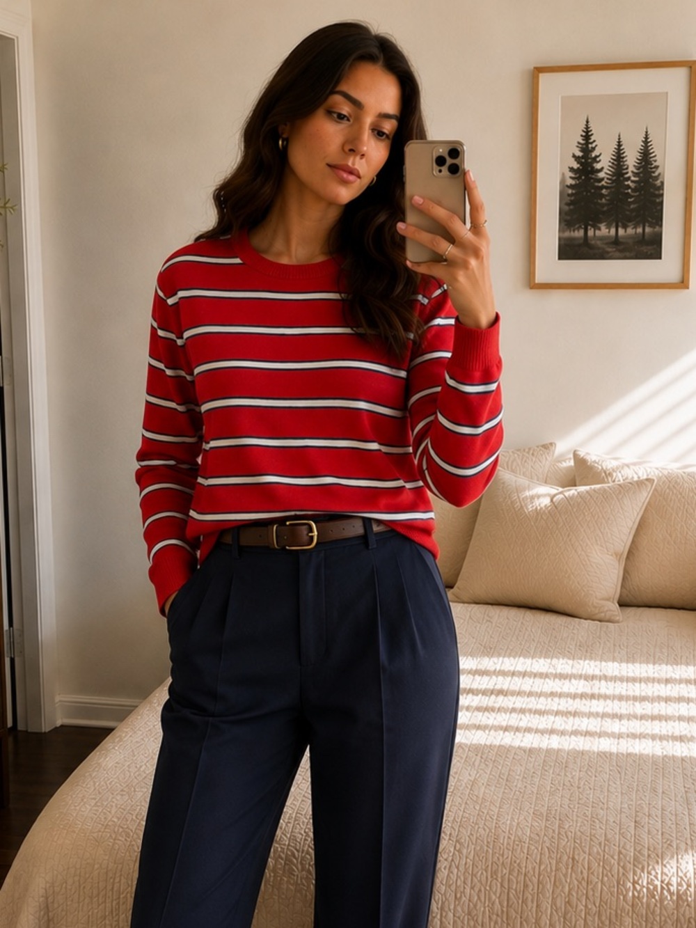 Brooks Brothers Red White Blue Striped Crewneck cotton Sweater XS July Americana